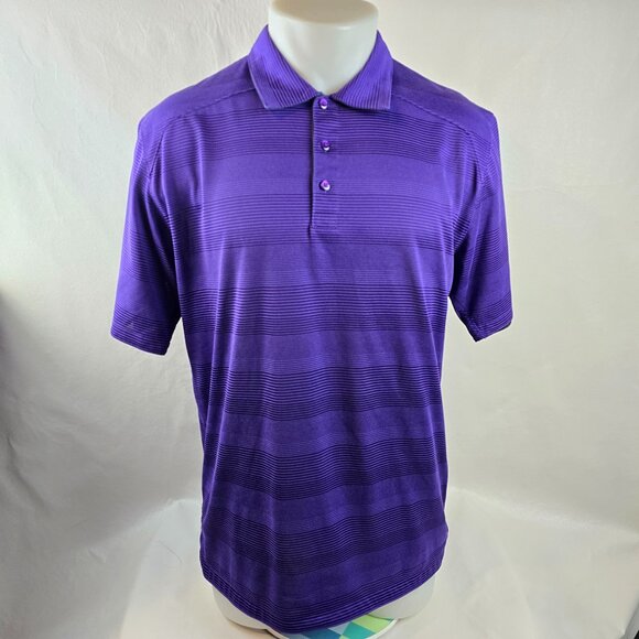 Nike Shirt Men Medium Purple Dri-Fit Golf Polo Stripe Performance Preseason Tech - Picture 1 of 9